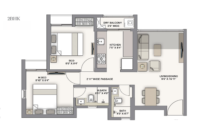 Piramal Vaikunth Thane 2 BHK Plan