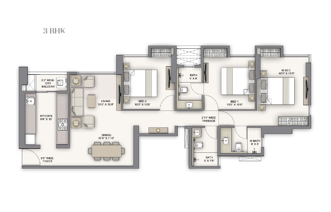 Piramal Vaikunth Thane 3 BHK Plan